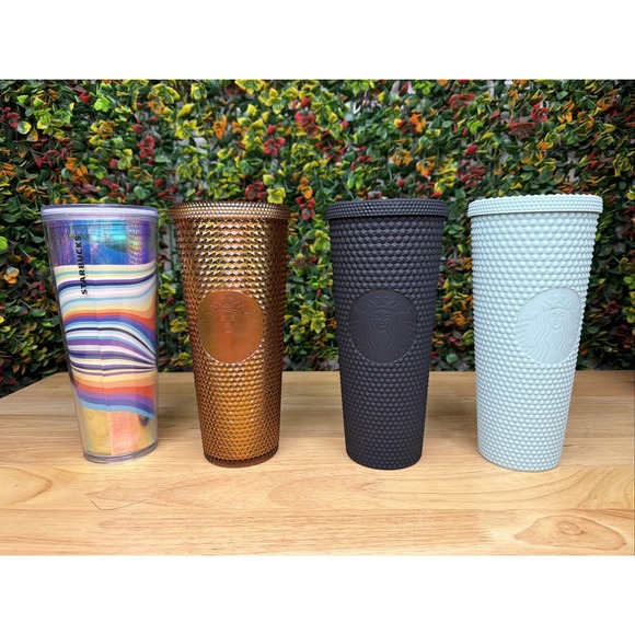 Starbucks Other - Starbucks Jelly Studded Tumbler Lot 4 Matte Black Mint Honeycomb 24 oz Holidays